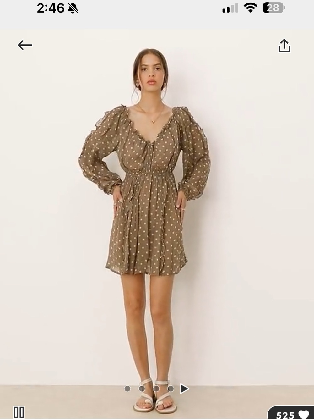 ASOS Brown Polka Dot Puff-Sleeve Mini Dress  
BWT Sz 10